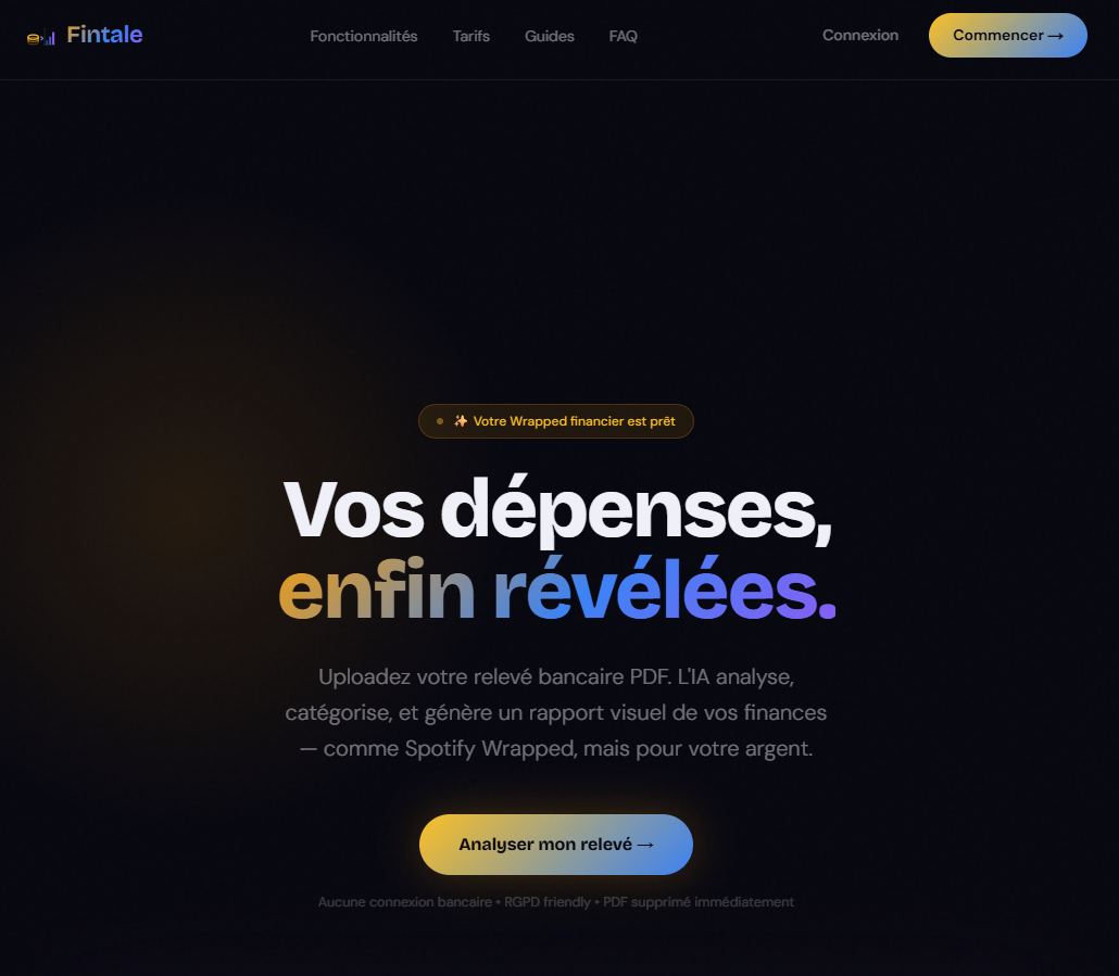 Capture d'ecran du projet Fintale