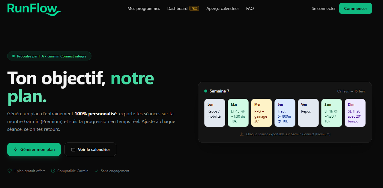 Capture d'ecran du projet RunFlow